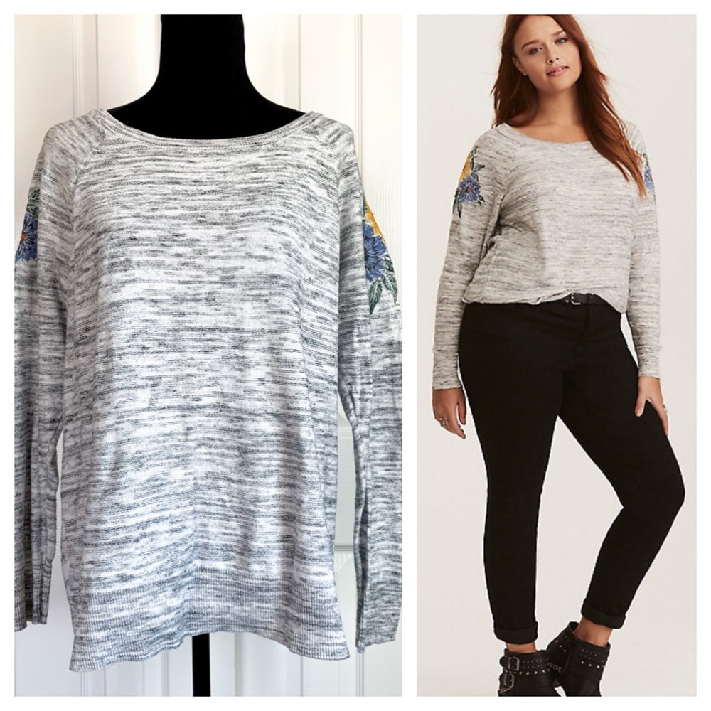 Torrid spacedye knit embroidered sweater